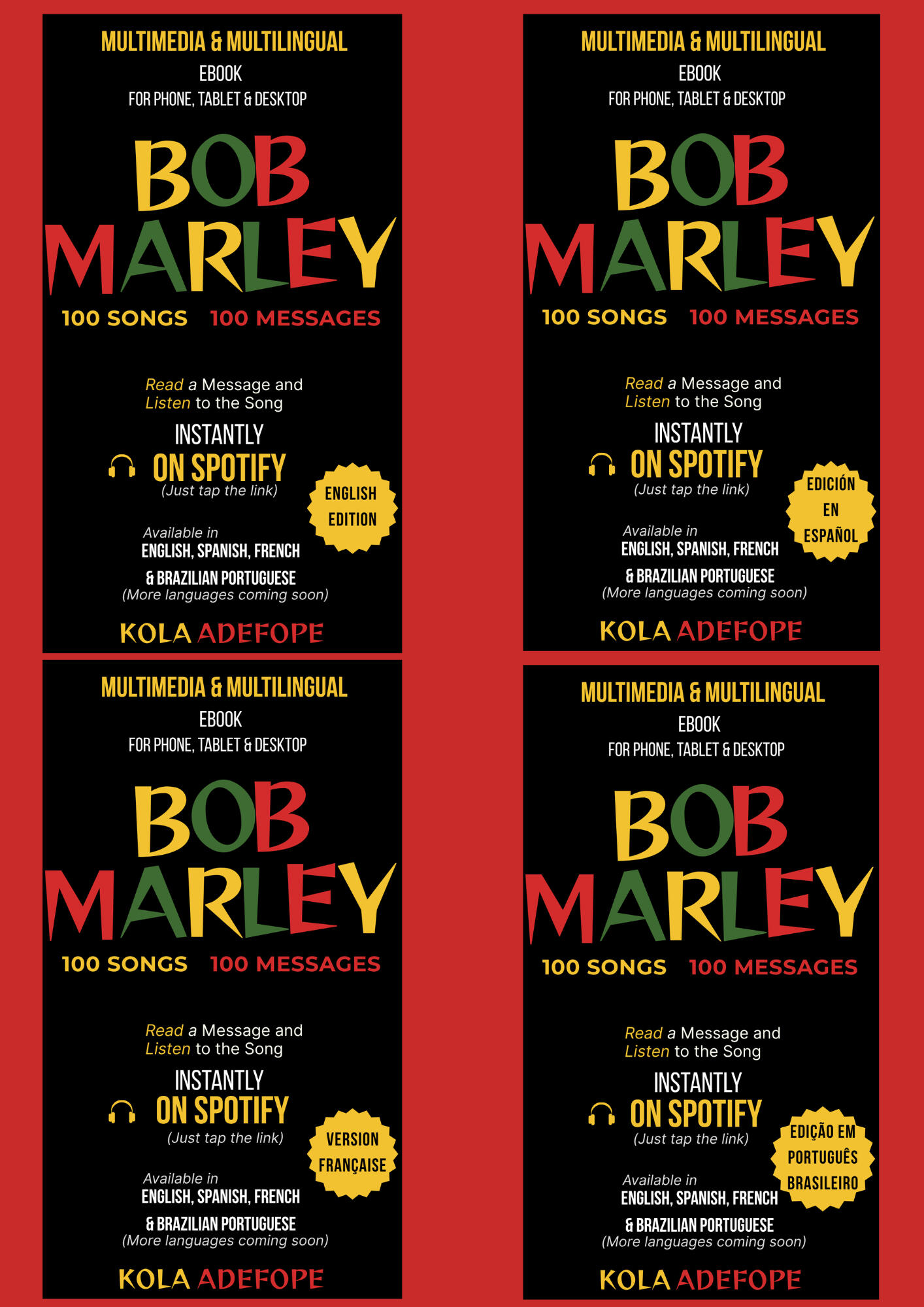 Bob Marley reggae companion ebook — multilingual downloadable PDF featuring 100 essential tracks with direct Spotify links and cultural insights.